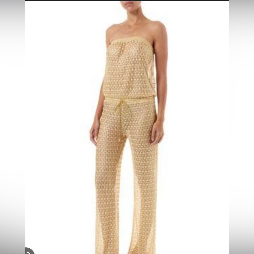Melissa Odabash Grace Strapless Crochet Knit Jumpsuit